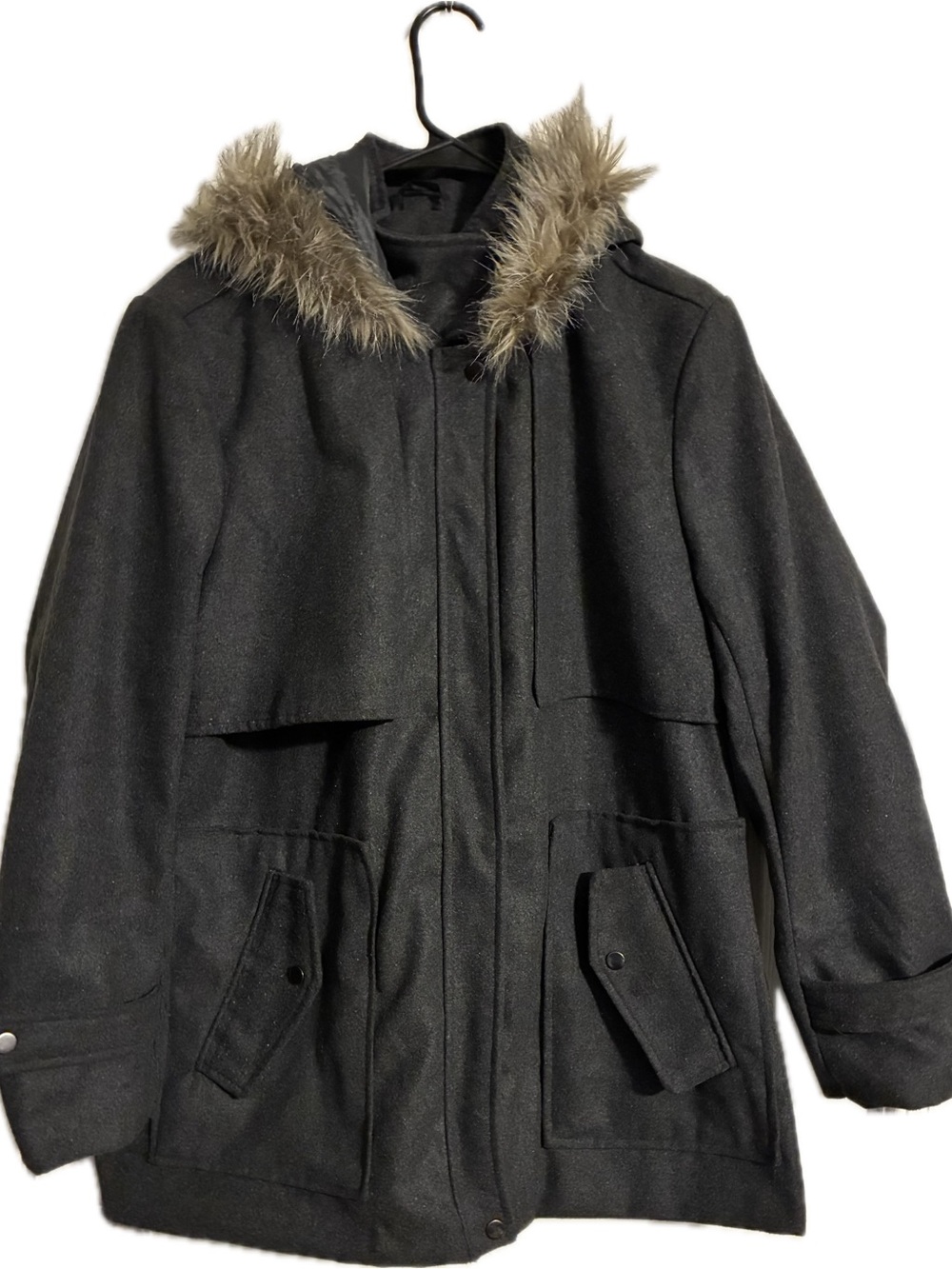 Gray Faux-Fur Hooded Coat - Women's Winter Jacket